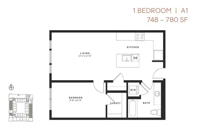 One Bedroom A1 218 floor plan